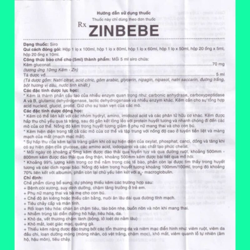 Zinbee Thuốc Zinbebe là thuốc gì? Có tác dụng gì? Giá bao nhiêu? Mua ở đâu?