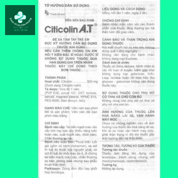 Tờ hướng dẫn sử dụng Citicolin A.T 500mg
