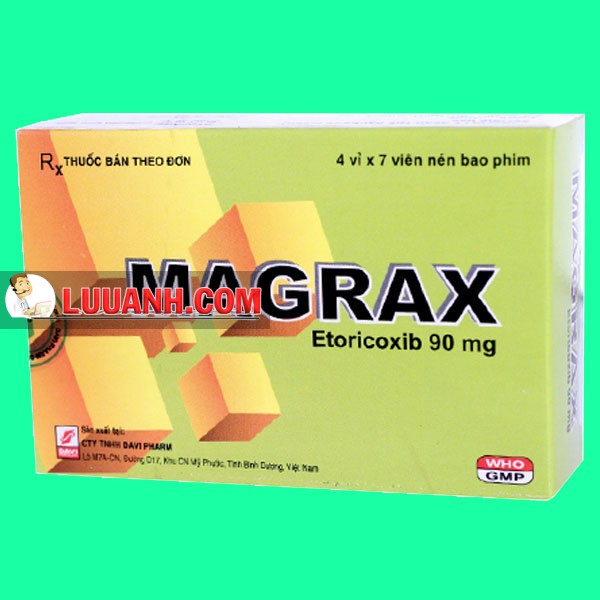 Thuốc Magrax etoricoxib 90mg được sản xuất bởi công ty nào và có sẵn trên thị trường không?