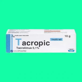Mặt trước của tuýp thuốc Tacropic