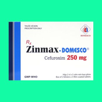 Mặt trước hộp thuốc Zinmax - Domesco 250mg