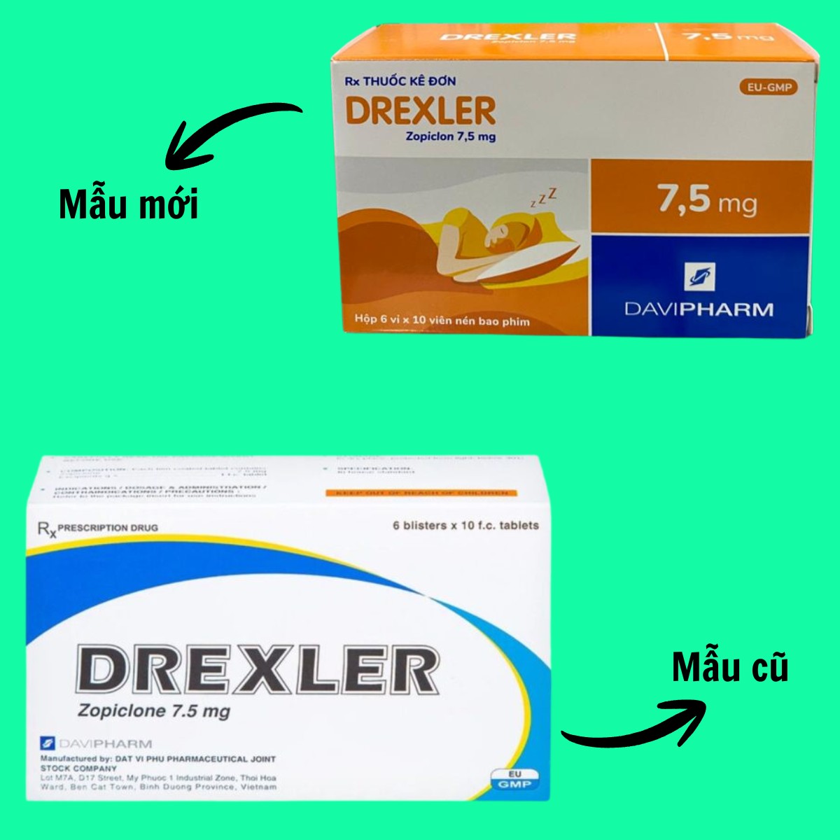Drexler 7,5mg 11 Thông báo thay đổi mẫu nhãn thuốc Drexler 7,5mg