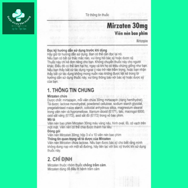 Thuốc Mirzaten: Công dụng, liều dùng, lưu ý tác dụng phụ, giá bán