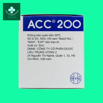 Mặt bên hộp thuốc Acc 200