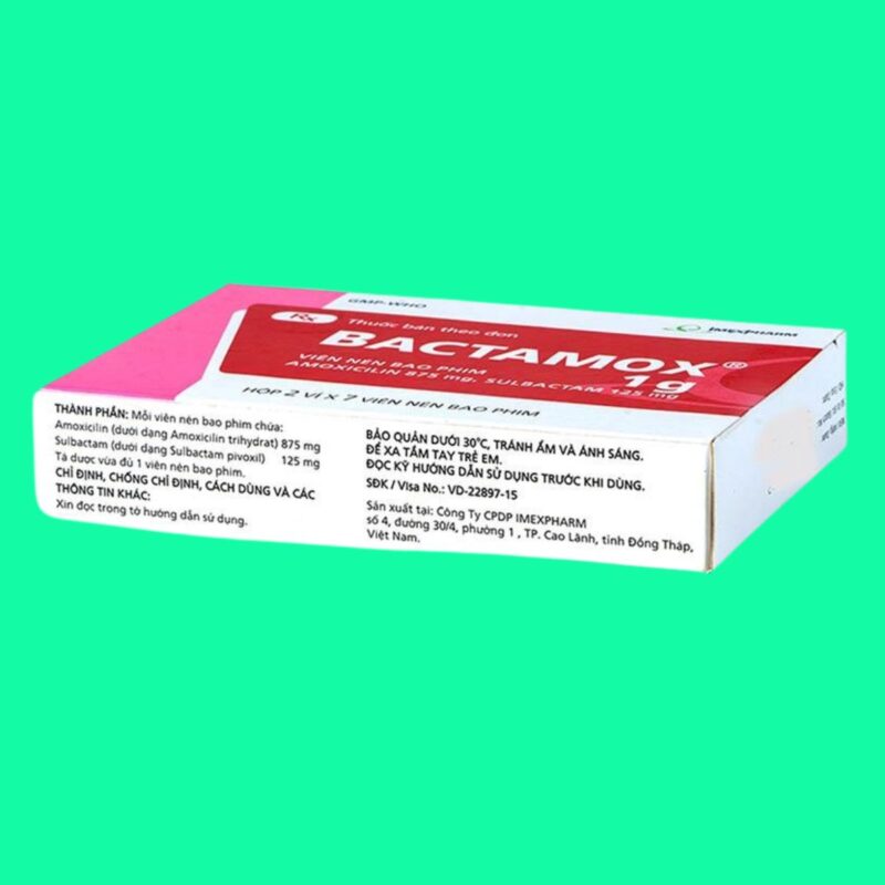 Thuốc Bactamox 1g là thuốc gì? Có tác dụng gì? Giá bao nhiêu?