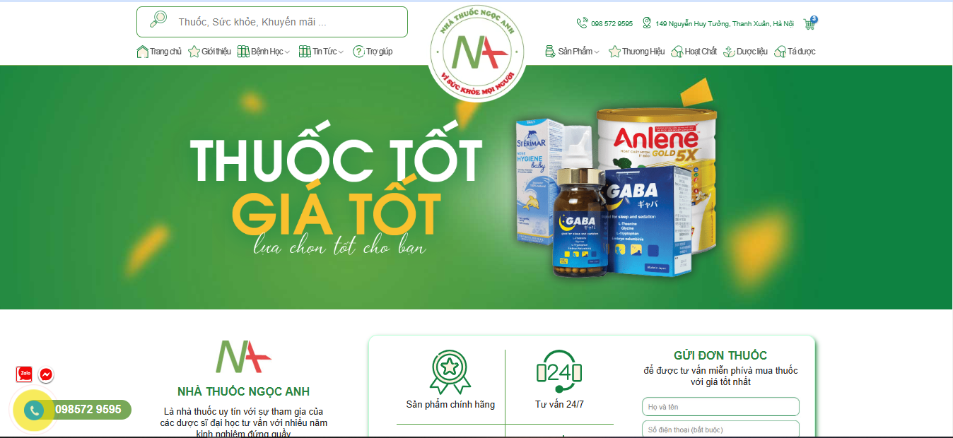 Website của Nhà thuốc Ngọc Anh