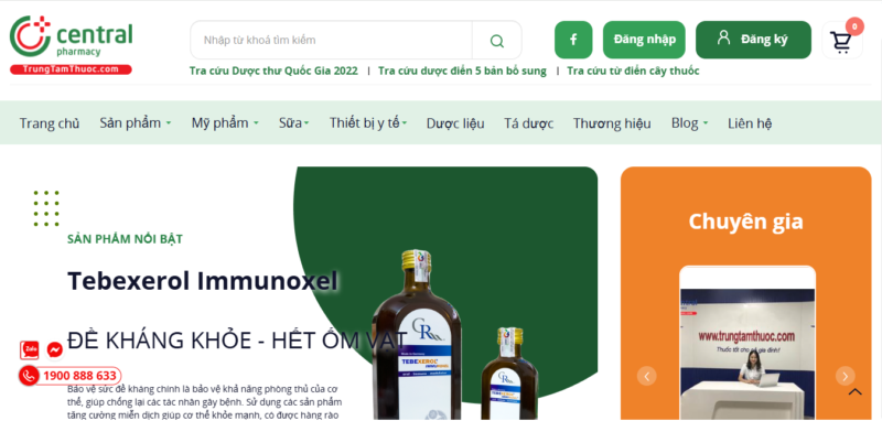 Website của Trung tâm thuốc Central Pharmacy