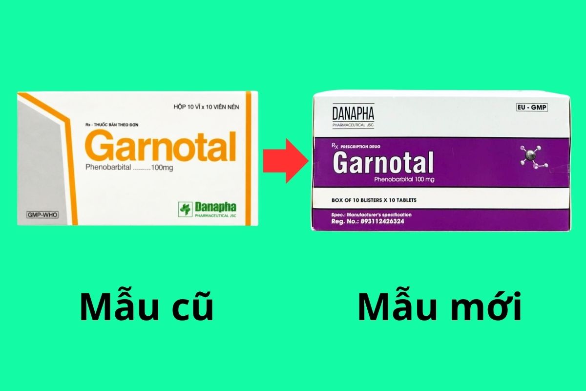 Garnotal 100mg 21 Thay đổi bao bì mẫu Garnotal 100mg
