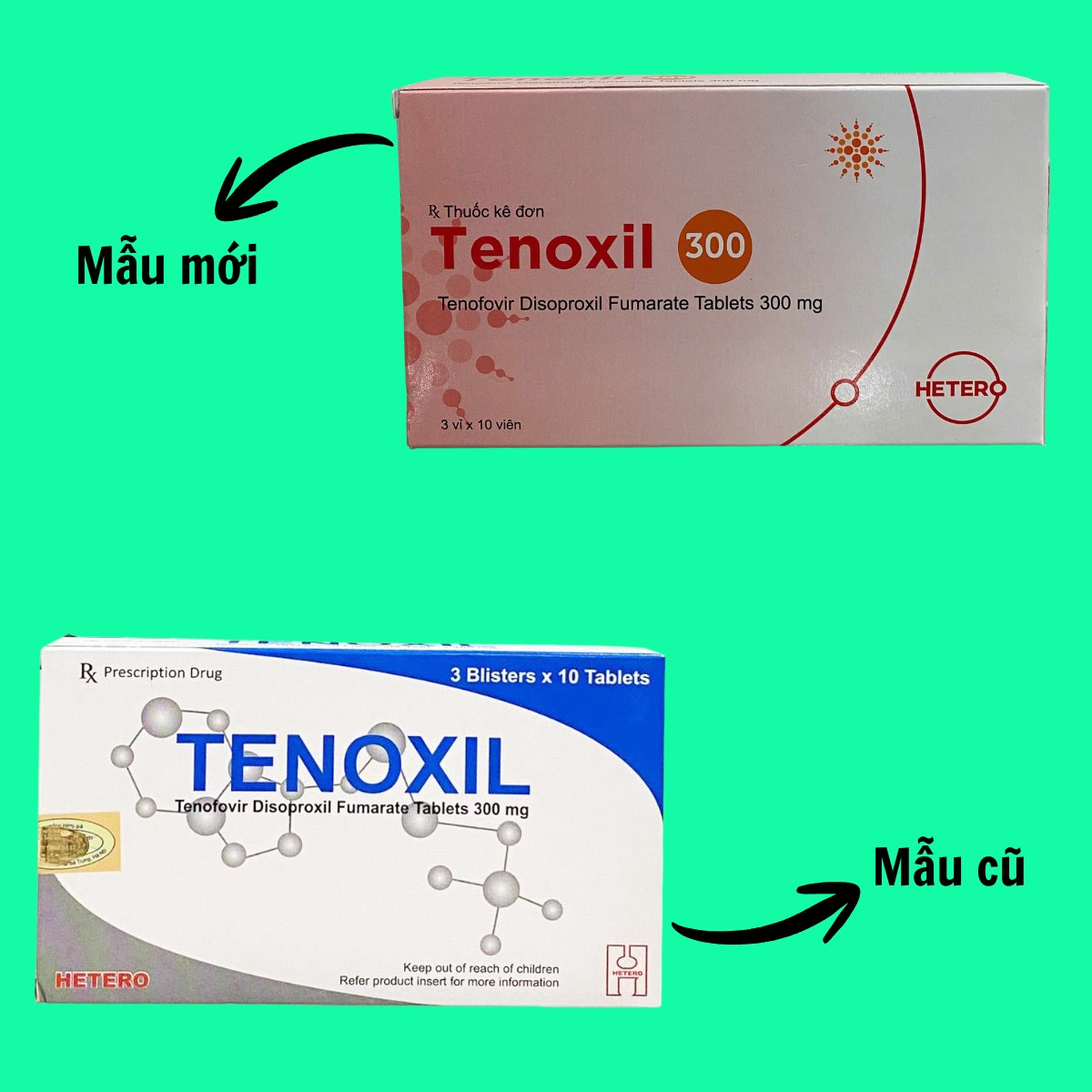 Tenoxil 300mg 14 Thay đổi mẫu Tenoxil 300mg