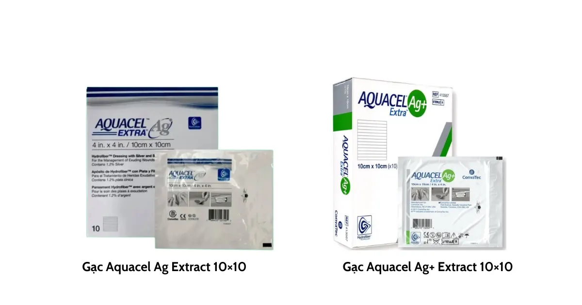 So sánh Gạc Aquacel Ag Extract 10×10 và Aquacel Ag+ Extract 10×10