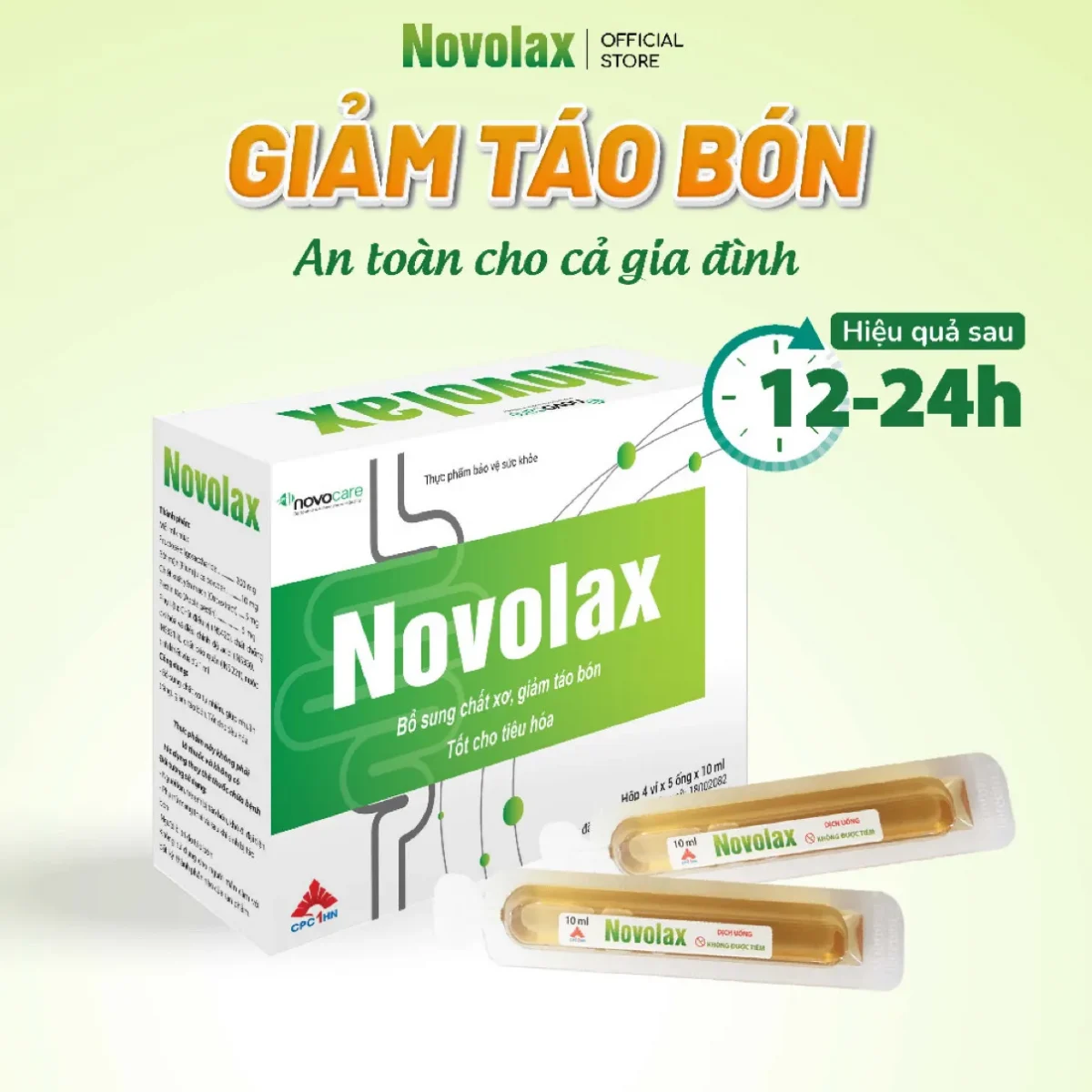 Novolax giảm táo bón nhanh 12-24h