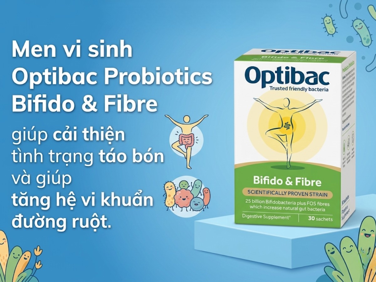 Men vi sinh Optibac Bifido & Fibre Probiotics 13 Men vi sinh Optibac Probiotics Bifido & Fibre giúp cải thiện tình trạng táo bón và giúp tăng hệ vi khuẩn đường ruột