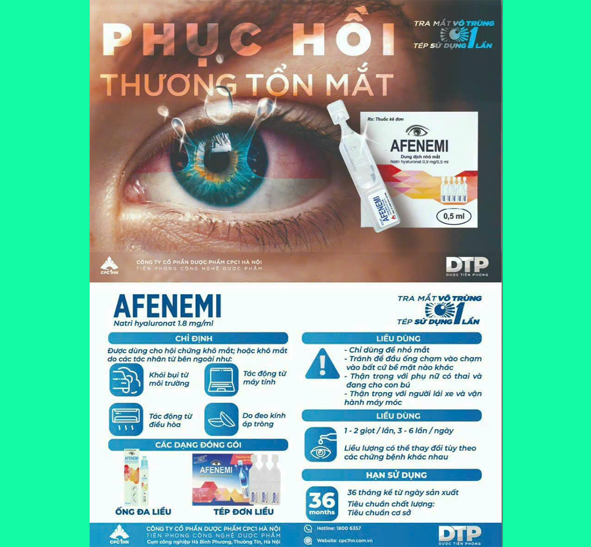 Thuốc Afenemi 0,5ml giúp giảm khô mắt