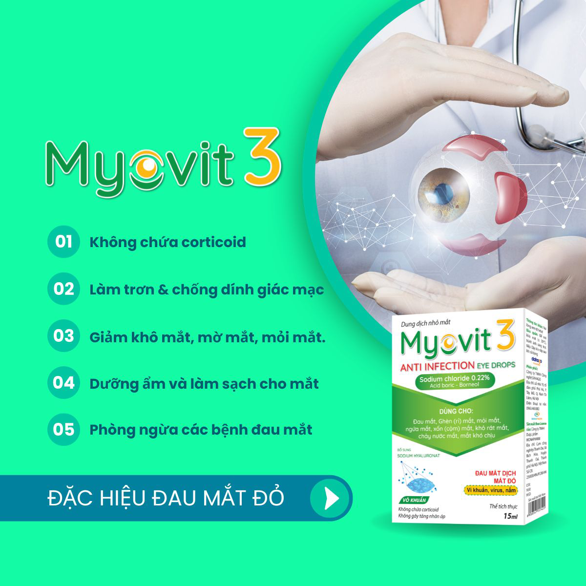 Ưu điểm của dung dịch nhỏ mắt Myovit 3