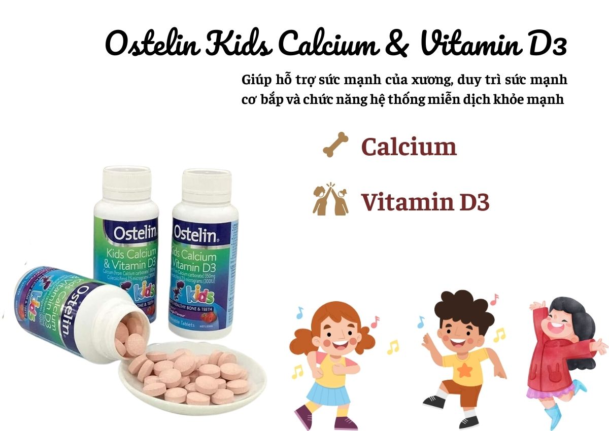Viên nhai Ostelin Kids Calcium & Vitamin D3