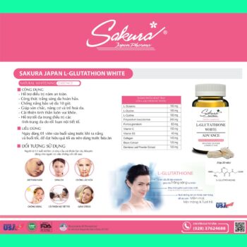 Viên uống sáng da Sakura L- Glutathione White Advance