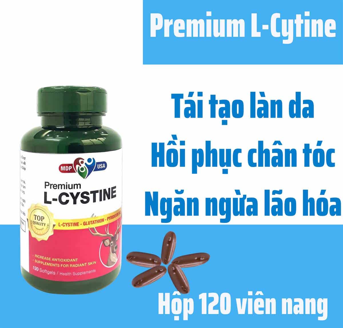 Premium L-Cystine giúp giảm thâm sạm, làm trắng da