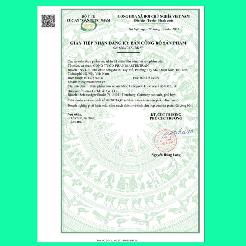 Doppelherz Aktiv Omega3 + Folic acid + B6 + B12 Cung cấp Omega3 và