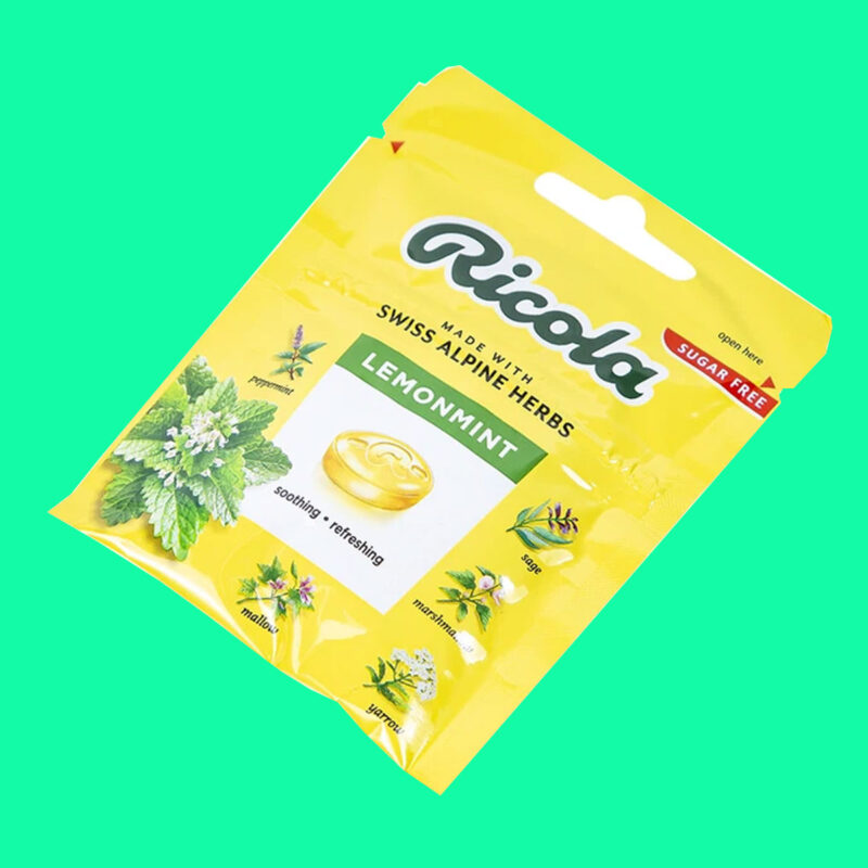 Ingredients Ricola Lemon Kẹo ngậm không đường Ricola Lemon Mint (17.5g) hương vị chanh bạc hà ...