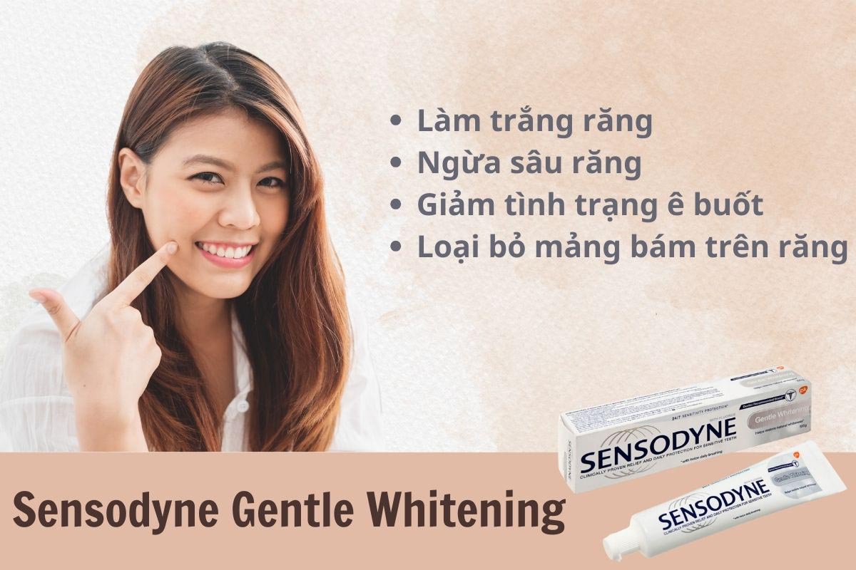 Kem tẩy trắng răng Sensodyne Gentle Whitening của Mỹ