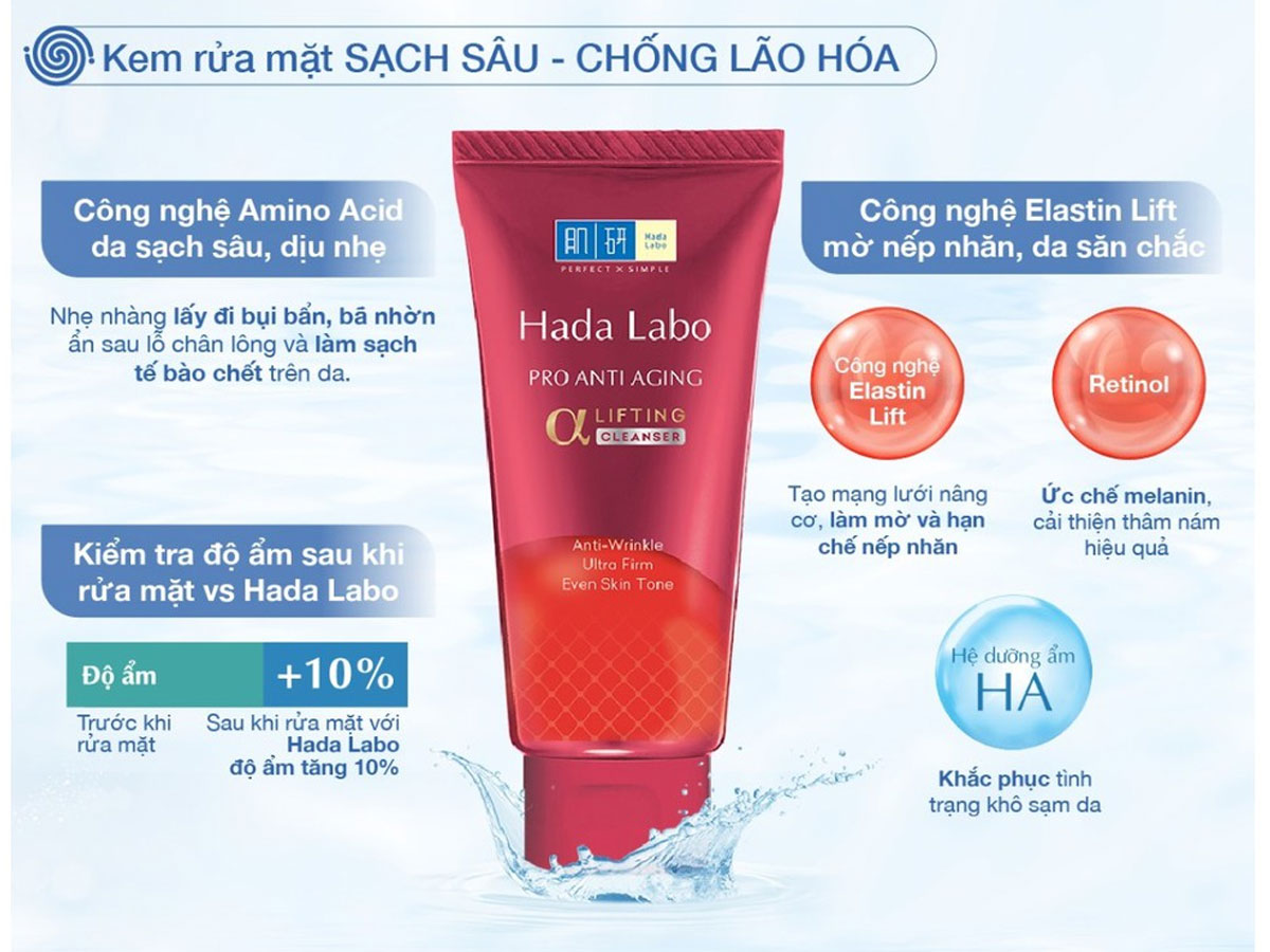 Sữa rửa mặt Hada Labo Pro Anti Aging α Lifting Cleanser