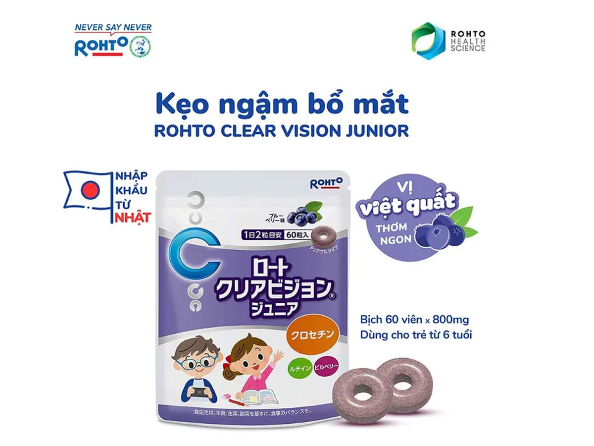 Kẹo ngậm bổ mắt Rohto Clear Vision Junior