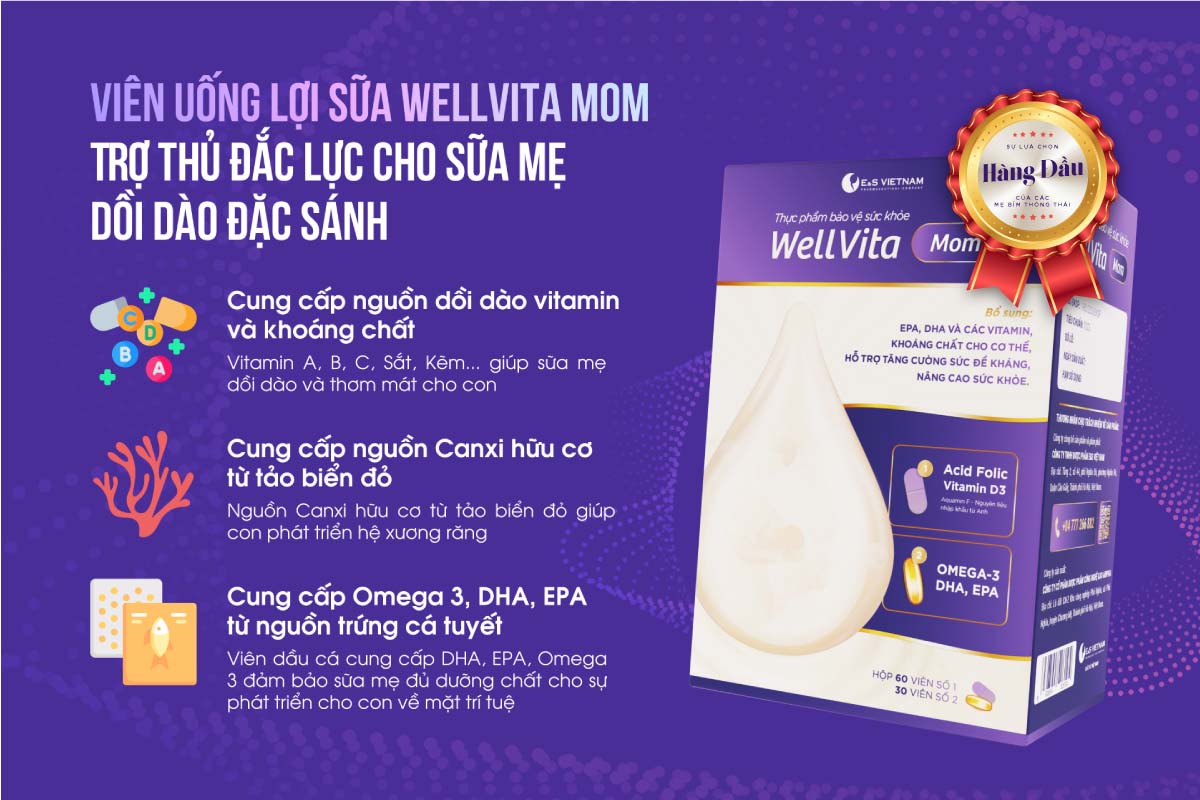 Viên uống lợi sữa WellVita Mom - cung cấp nguồn dưỡng chất dồi dào