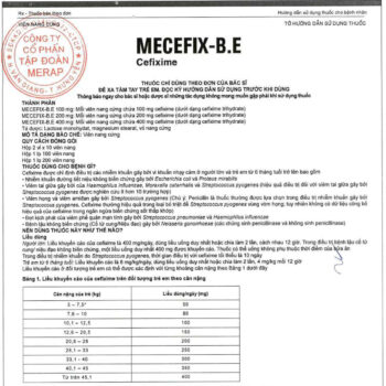 Hướng dẫn sử dụng Mecefix-B.E 200mg