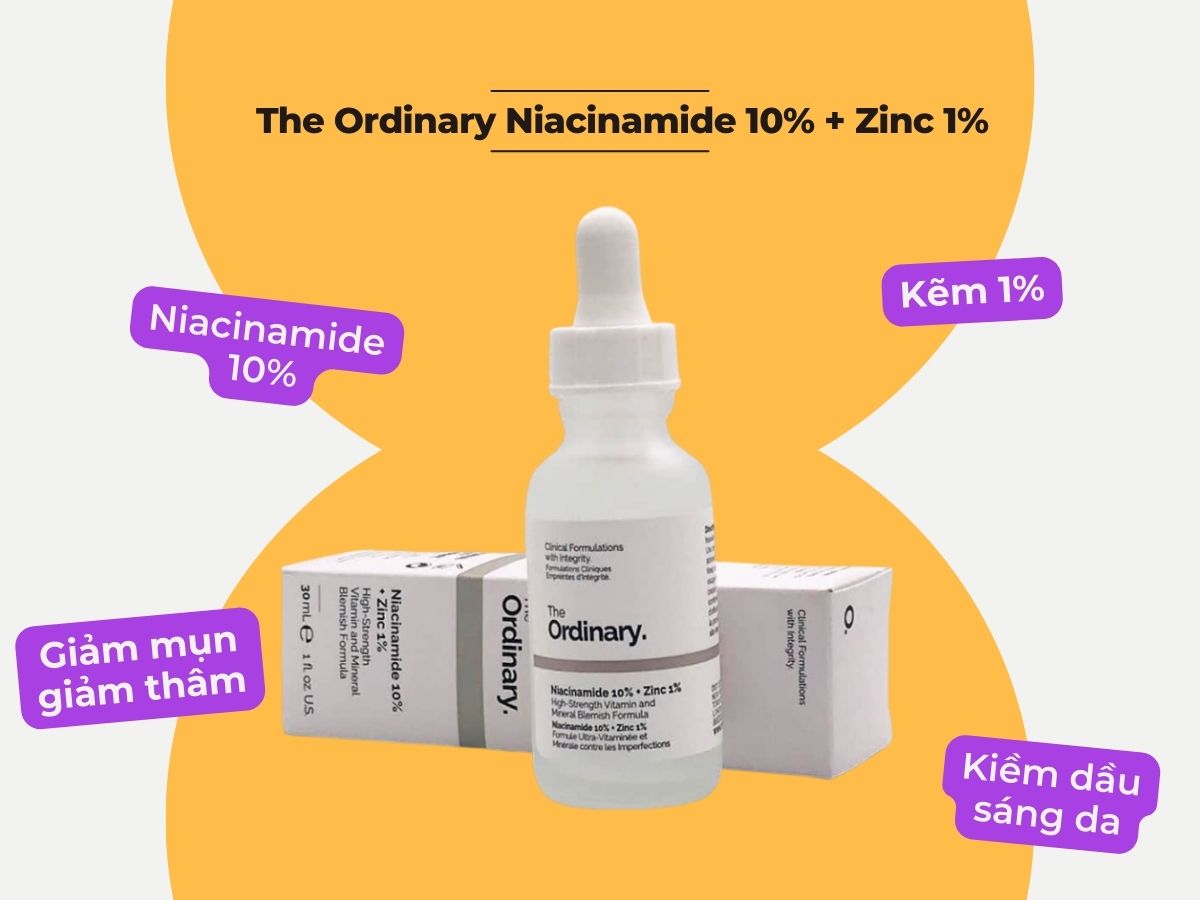 Serum The Ordinary Niacinamide 10% + Zinc 1% giảm mụn, sáng da