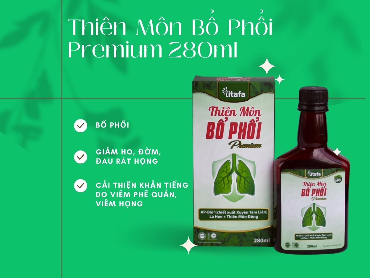 Thiên Môn Bổ Phổi Premium 280ml hỗ trợ giảm ho, đau rát họng