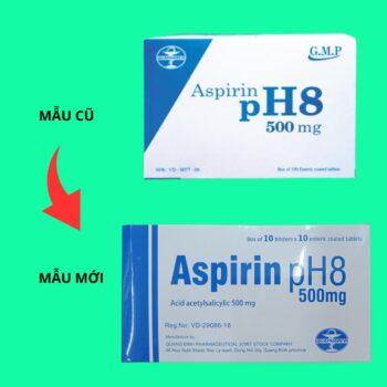 Aspirin pH8 500mg Quapharco mẫu cũ và mới