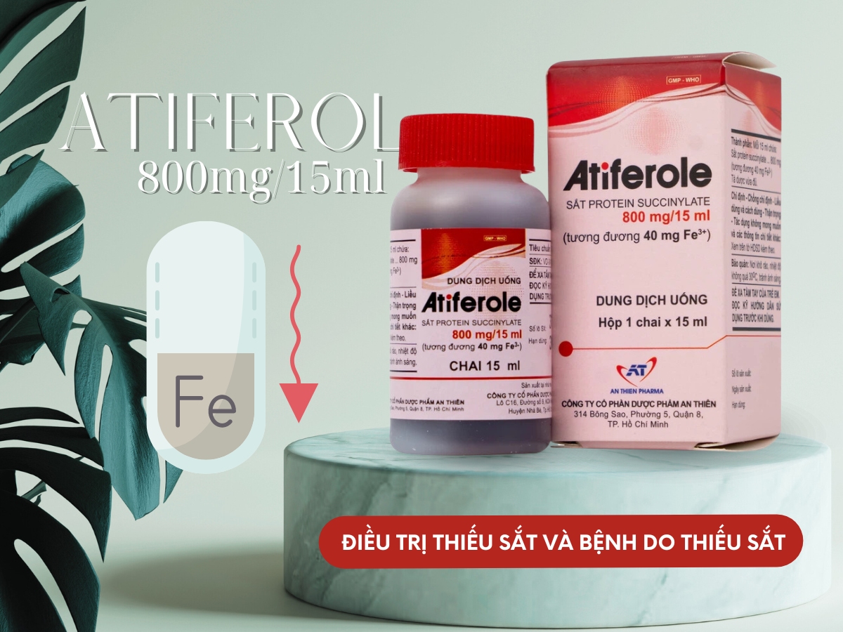 Thuốc Atiferole 800mg/15ml điều trị thiếu sắt và bệnh do thiếu sắt