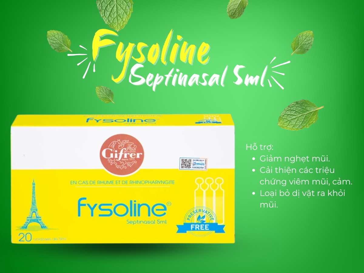 Fysoline Septinasal 5ml la nước muối sinh lý kháng viêm