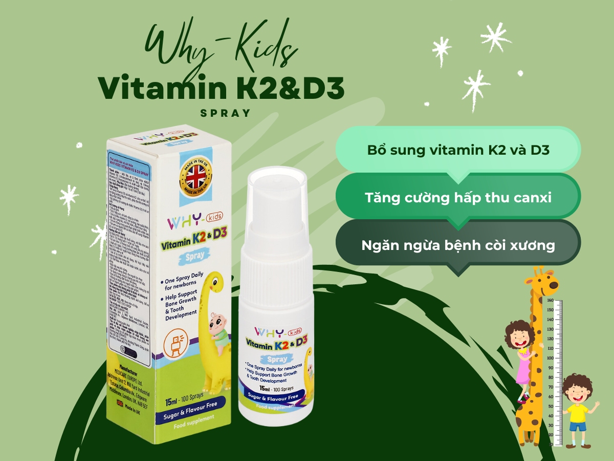 Why-Kids Vitamin K2&D3 Spray - Hỗ trợ sức khỏe xương, răng