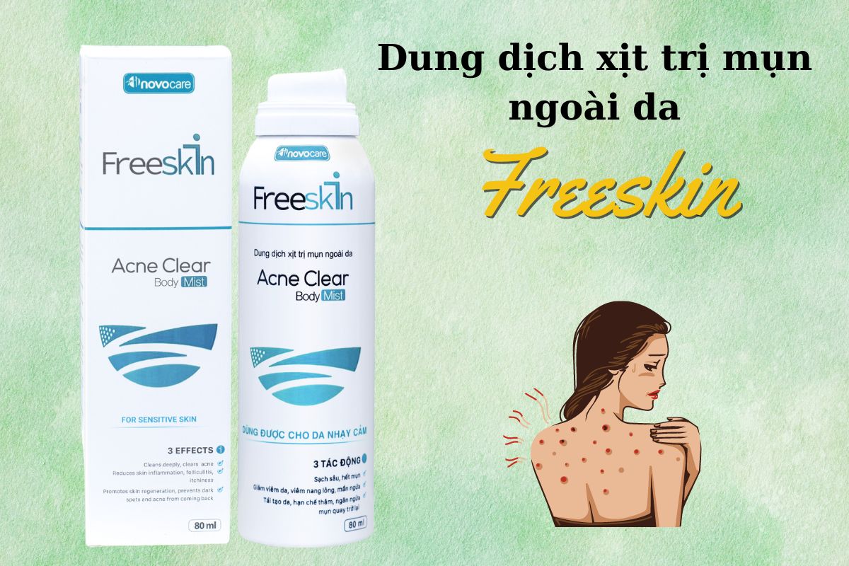 Dung dịch xịt trị mụn ngoài da Freeskin có công dụng gì?