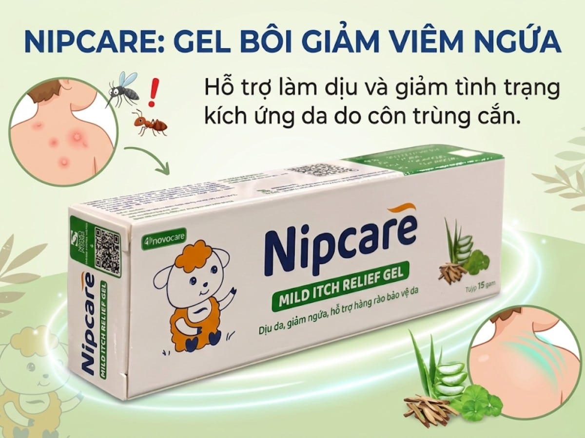 Gel bôi giảm viêm ngứa Nipcare hỗ trợ làm dịu và giảm tình trạng kích ứng da do côn trùng