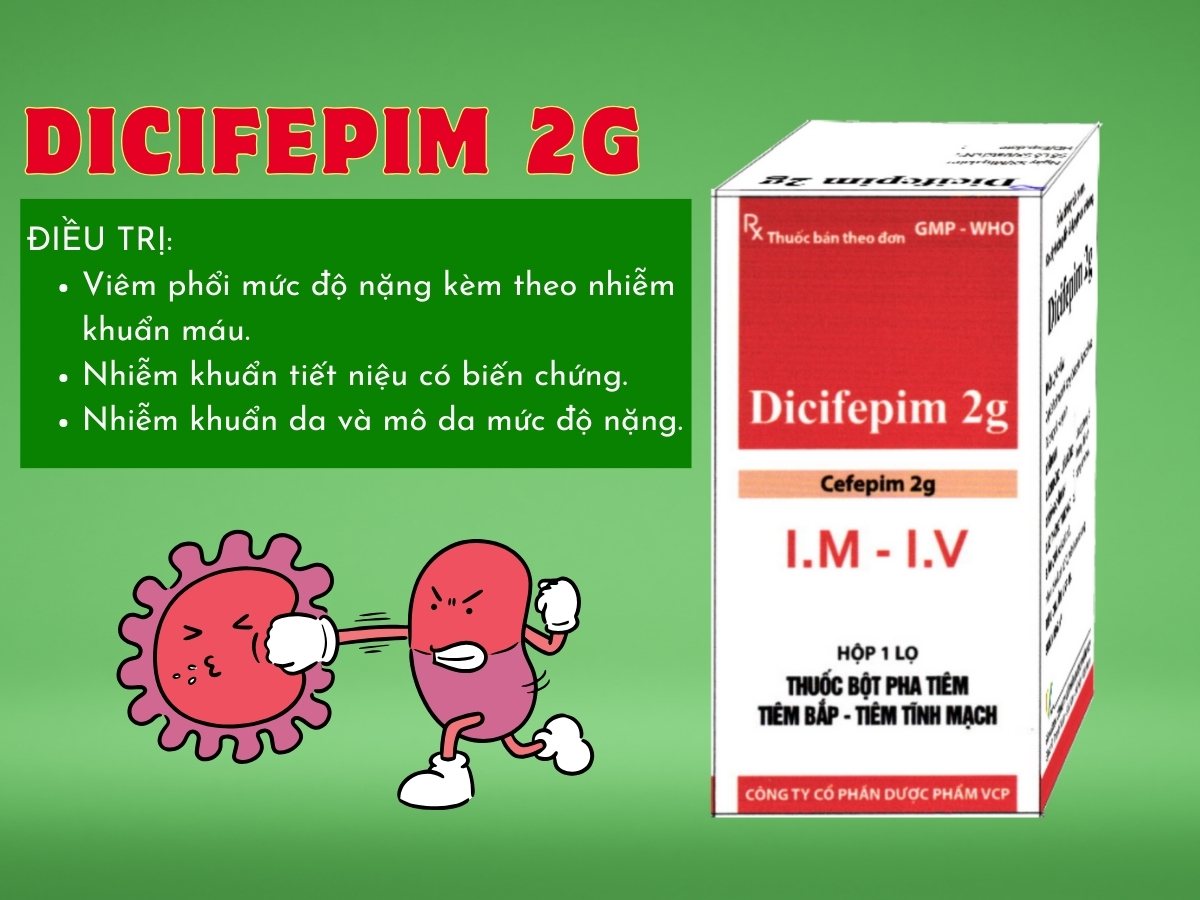 Thuốc Dicifepim 2g điều trị các bệnh nhiễm khuẩn