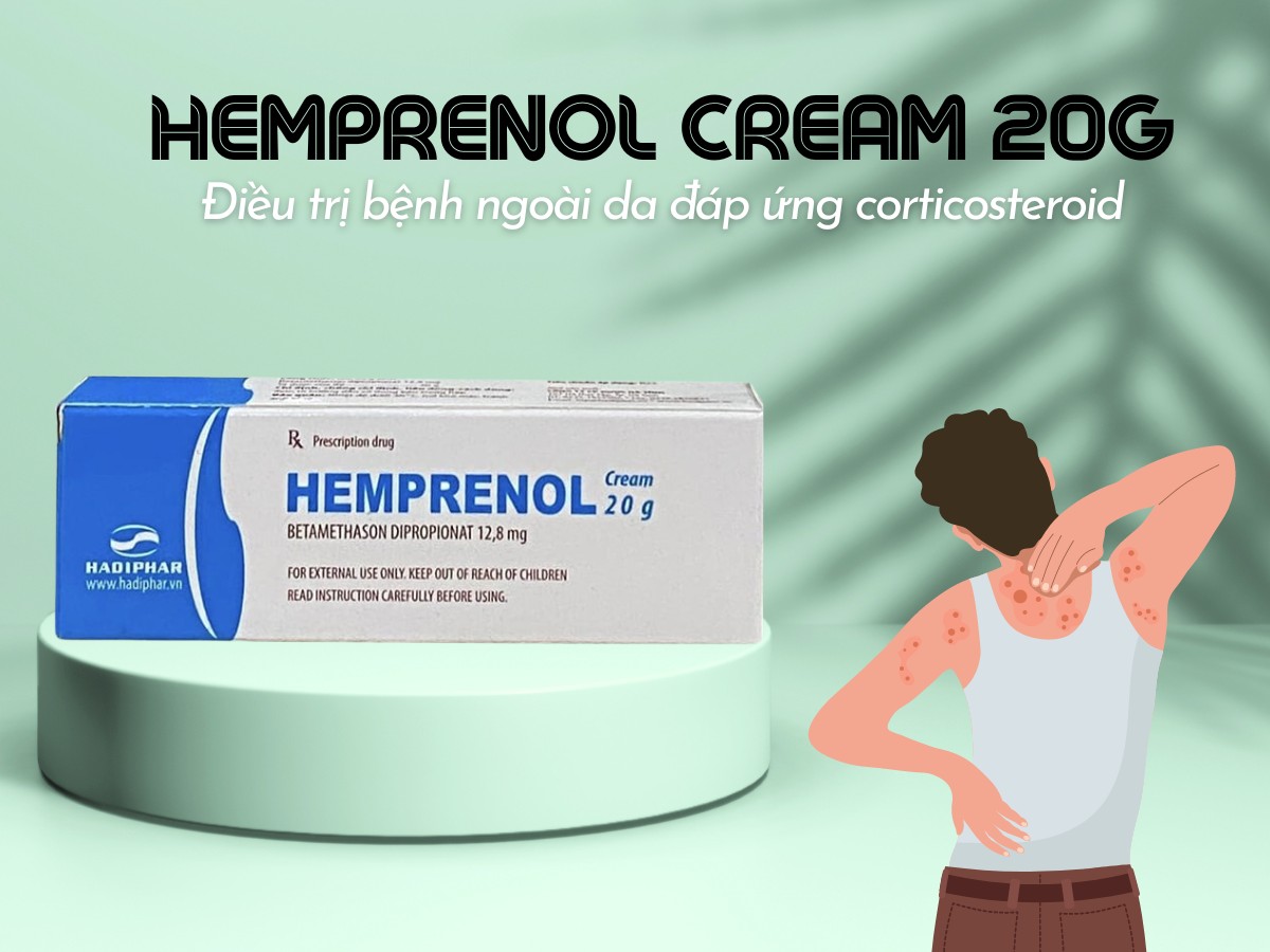 Thuốc Hemprenol Cream 20g điều trị bệnh ngoài da đáp ứng corticosteroid