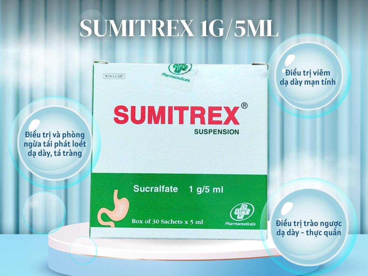 Thuốc Sumitrex 1g/5ml điều trị viêm loét, trào ngược dạ dày, loét tá tràng