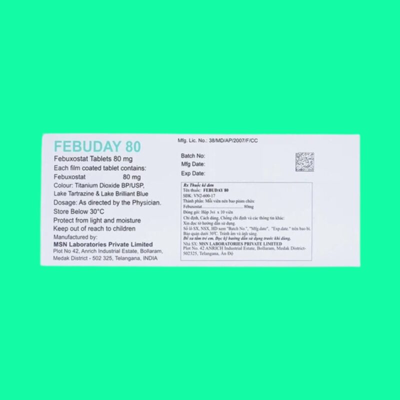 Febunday Thuốc Febuday 80 - Kiểm soát tăng acid uric máu trong bệnh gout mãn