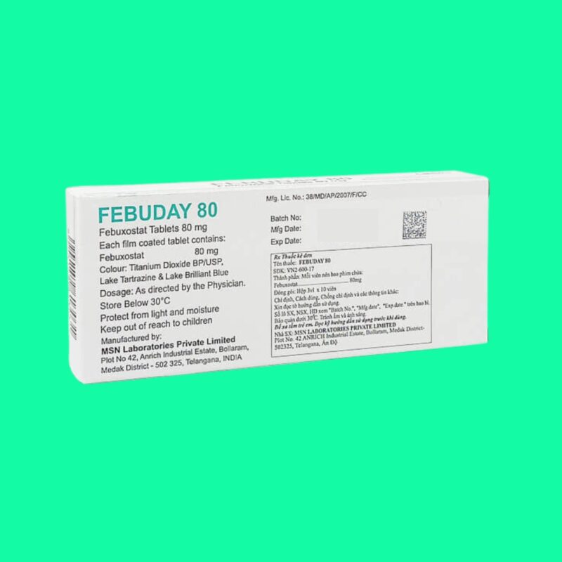 Febunday Thuốc Febuday 80 - Kiểm soát tăng acid uric máu trong bệnh gout mãn