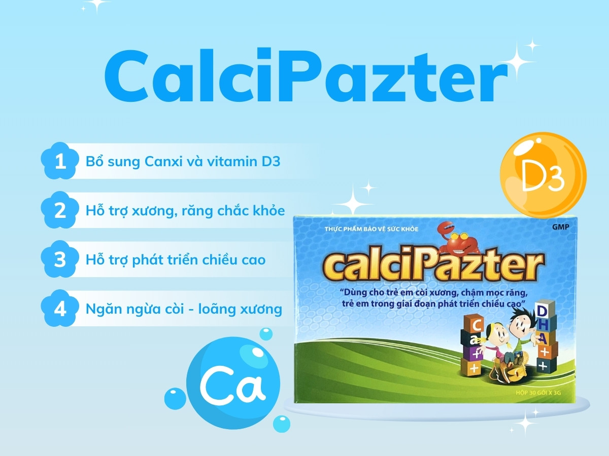 CalciPazter hỗ trợ phát triển chiều cao, giúp xương chắc khỏe