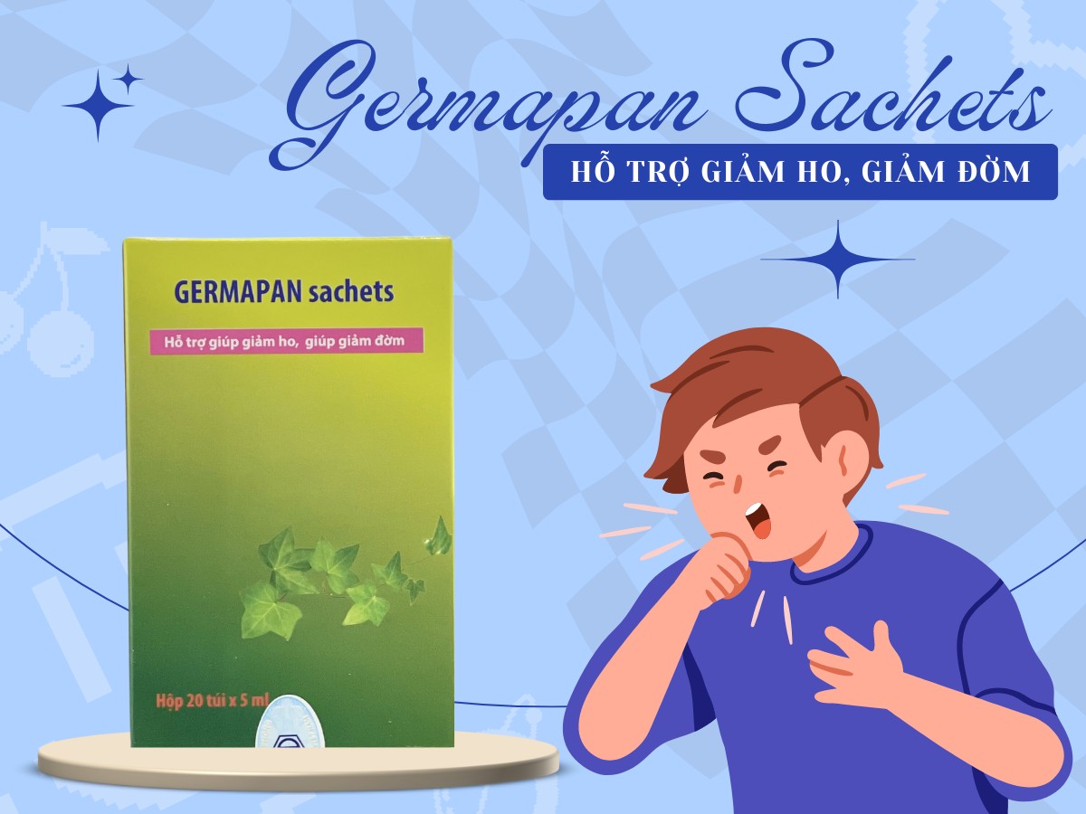 Germapan Sachets hỗ trợ giảm ho, đờm, rát họng và khản tiếng