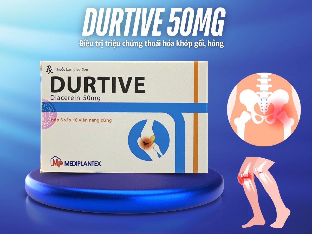 Thuốc Durtive 50mg điều trị triệu chứng thoái hóa khớp gối, hông