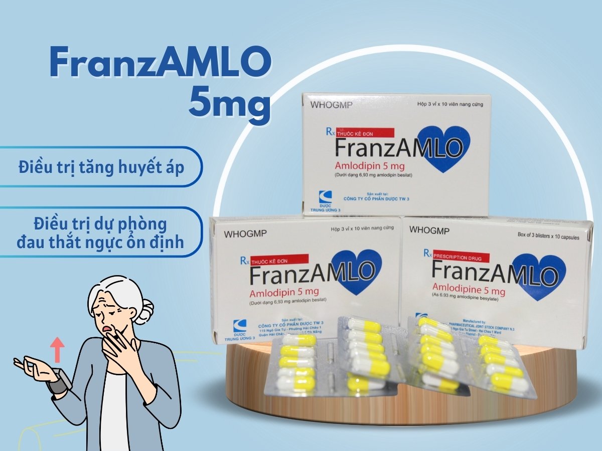 Thuốc FranzAMLO 5mg điều trị tăng huyết áp và đau thắt ngực ổn định