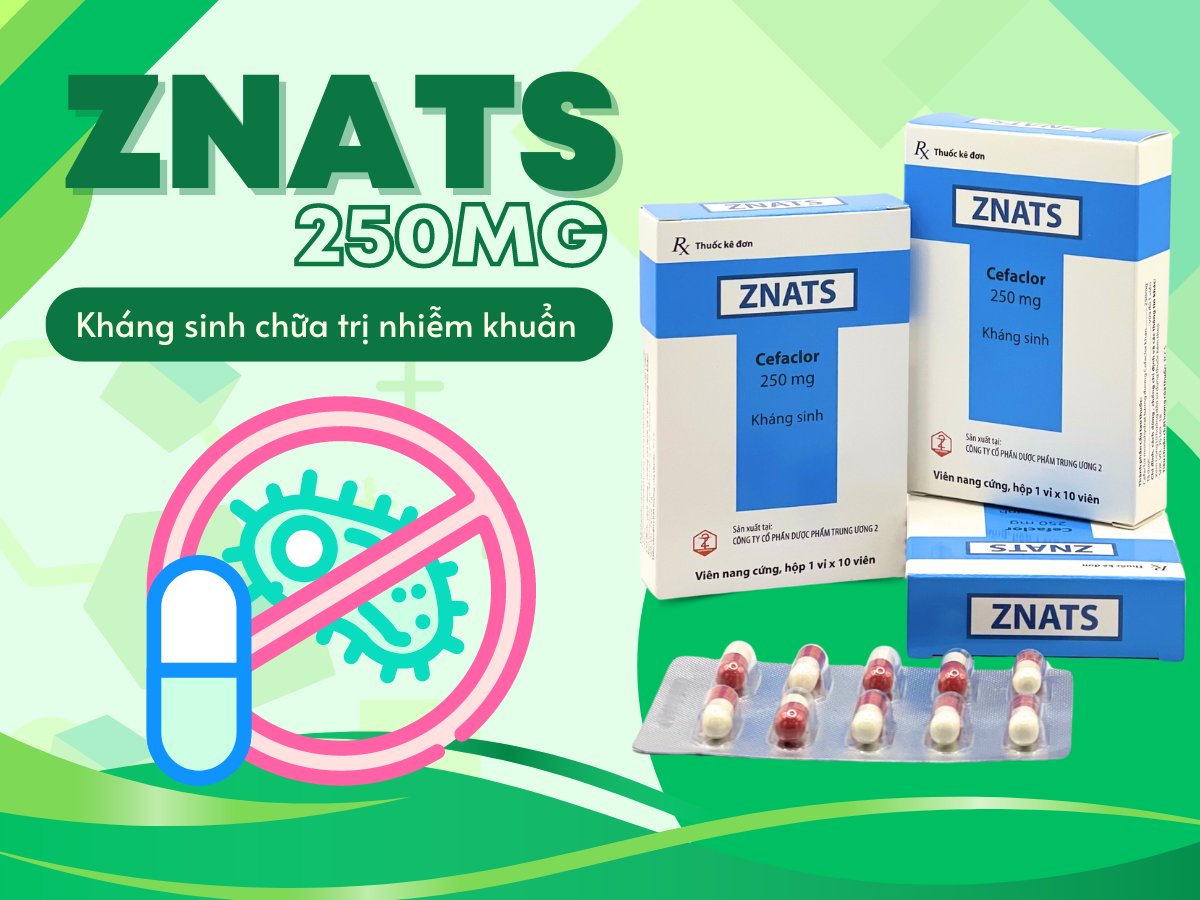 Thuốc Znats 250mg điều trị nhiễm khuẩn hô hấp, tiết niệu, da và cấu trúc da,...