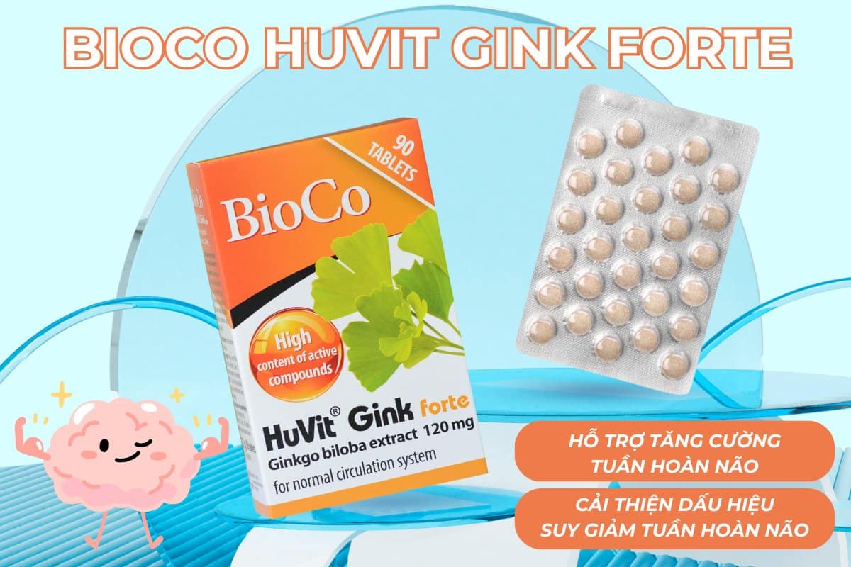 BioCo HuVit Gink forte hỗ trợ tăng cường lưu thông máu lên não