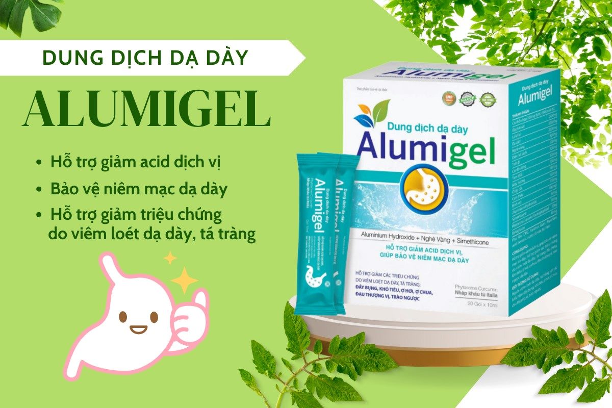 Dung dịch dạ dày Alumigel hỗ trợ giảm acid dịch vị, bảo vệ niêm mạc dạ dày