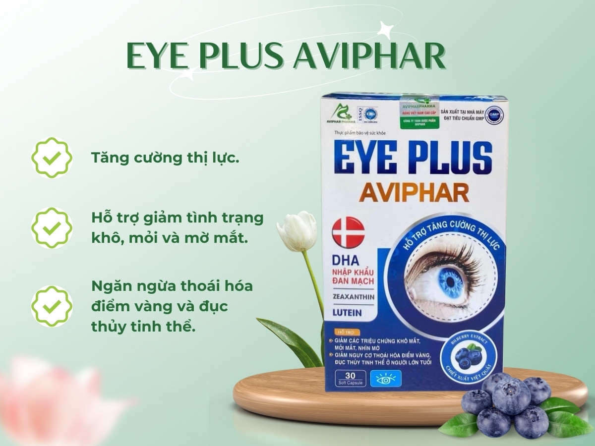 Eye Plus Aviphar hỗ trợ tăng cường thị lực, giảm khô, mỏi mắt