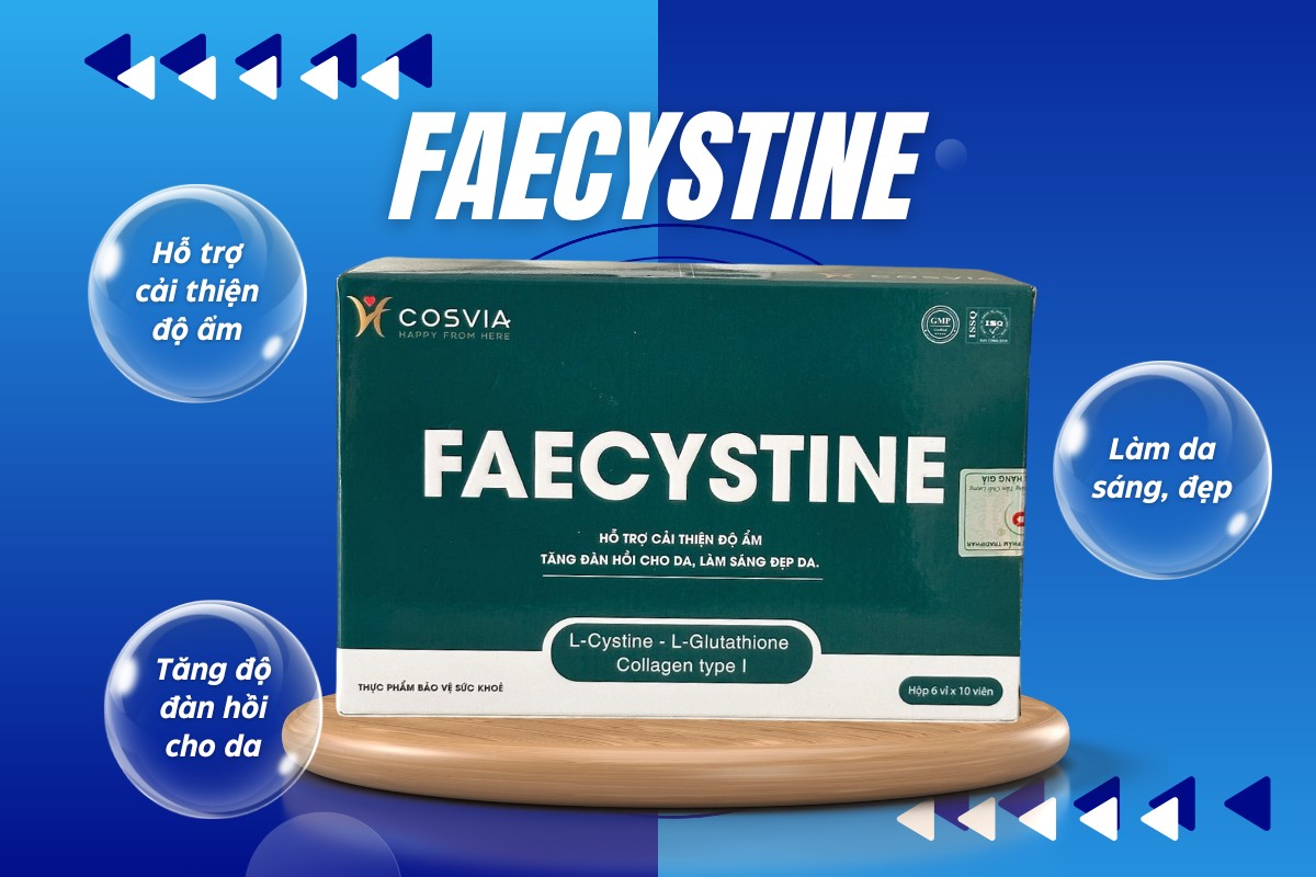 Faecystine hỗ trợ cải thiện độ ẩm, độ đàn hồi và làm sáng da